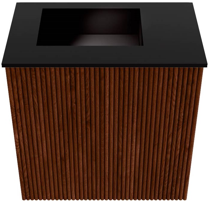 JOYA 40cm toiletmeubel kleur Ruby. Wastafel FAYE positie Links 1 kraangat kleur Urban.