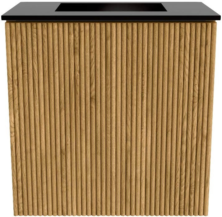 JOYA 40cm toiletmeubel kleur Oak. Wastafel FAYE positie Midden Zonder kraangat kleur Urban.