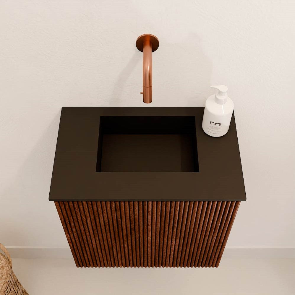 JOYA 40cm toiletmeubel kleur Ruby. Wastafel FAYE positie Midden Zonder kraangat kleur Urban