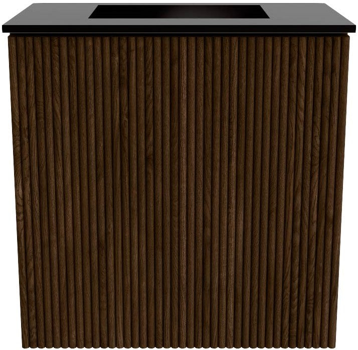 JOYA 40cm toiletmeubel kleur Walnut. Wastafel FAYE positie Midden Zonder kraangat kleur Urban.