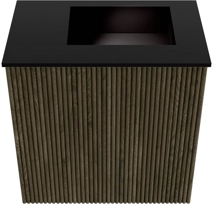 JOYA 40cm toiletmeubel kleur Shadow. Wastafel FAYE positie Rechts Zonder kraangat kleur Urban.