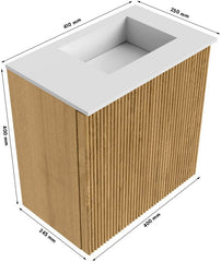 JOYA 40cm toiletmeubel kleur Dusk. Wastafel FAYE positie Rechts 1 kraangat kleur Urban.