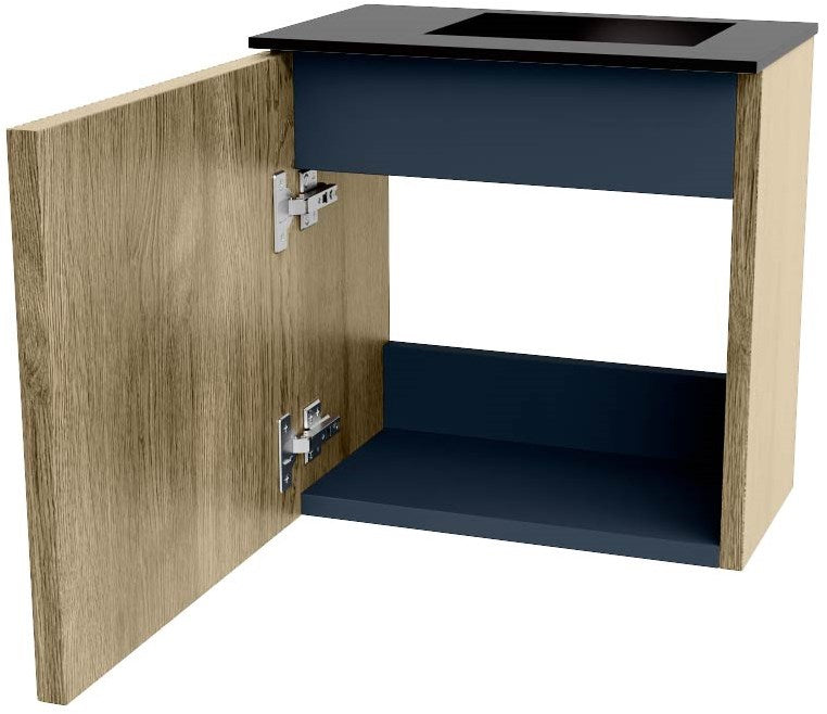 JOYA 40cm toiletmeubel kleur Dusk. Wastafel FAYE positie Rechts 1 kraangat kleur Urban.
