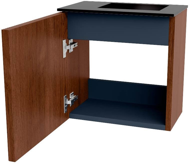 JOYA 40cm toiletmeubel kleur Ruby. Wastafel FAYE positie Rechts 1 kraangat kleur Urban