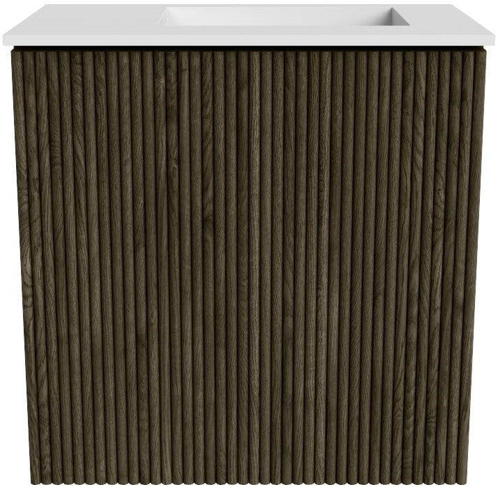 JOYA 40cm toiletmeubel kleur Shadow. Wastafel FAYE positie Rechts 1 kraangat kleur Talc