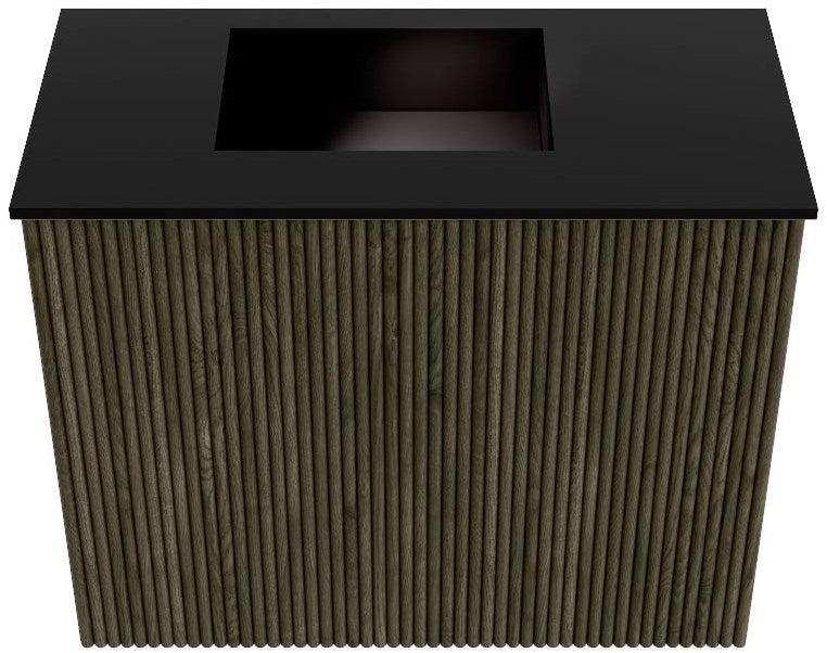 JOYA 50cm toiletmeubel kleur Shadow. Wastafel FAYE positie Links Zonder kraangat kleur Urban.