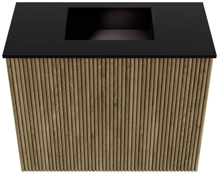 JOYA 50cm toiletmeubel kleur Dusk. Wastafel FAYE positie Midden Zonder kraangat kleur Urban.