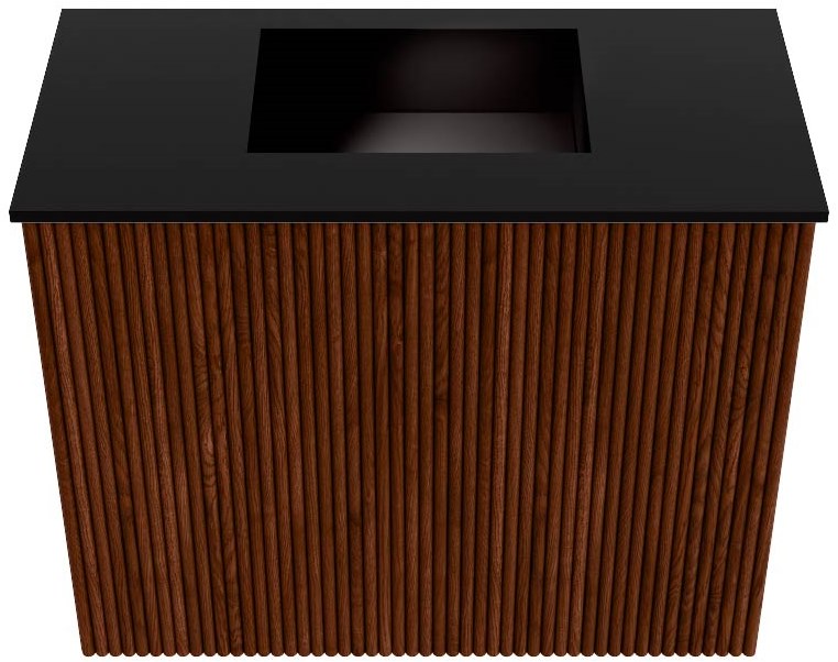 JOYA 50cm toiletmeubel kleur Ruby. Wastafel FAYE positie Midden Zonder kraangat kleur Urban.