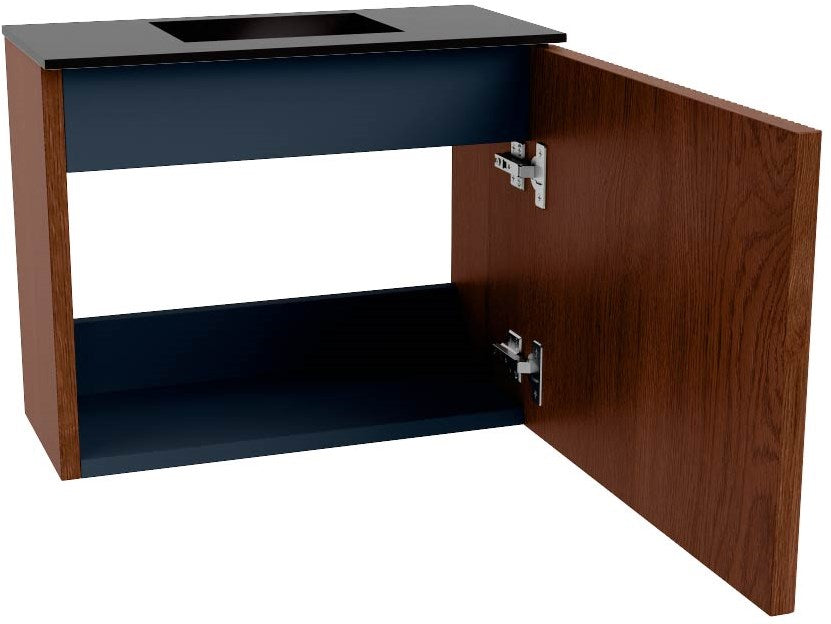 JOYA 50cm toiletmeubel kleur Ruby. Wastafel FAYE positie Midden Zonder kraangat kleur Urban.