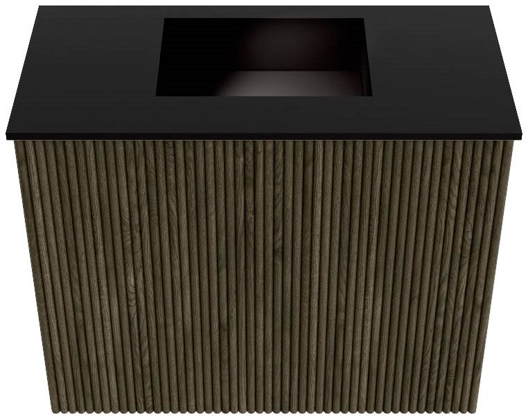JOYA 50cm toiletmeubel kleur Shadow. Wastafel FAYE positie Midden Zonder kraangat kleur Urban.
