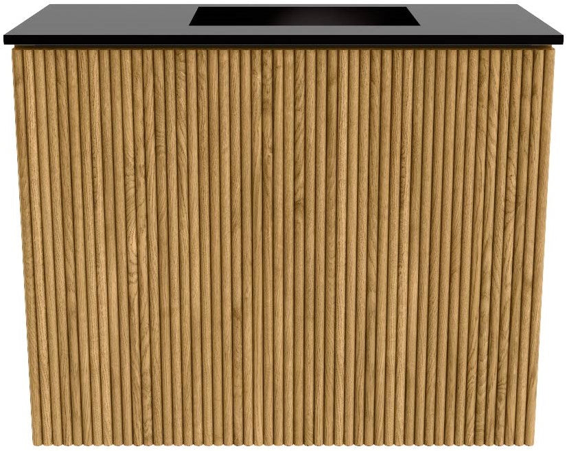 JOYA 50cm toiletmeubel kleur Oak. Wastafel FAYE positie Rechts Zonder kraangat kleur Urban.