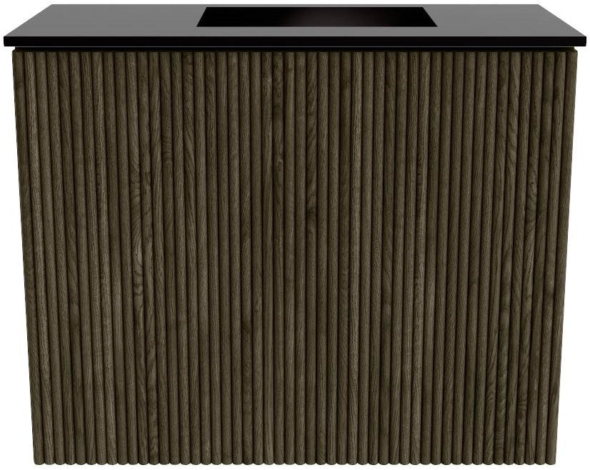JOYA 50cm toiletmeubel kleur Shadow. Wastafel FAYE positie Rechts Zonder kraangat kleur Urban.