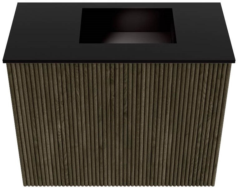 JOYA 50cm toiletmeubel kleur Shadow. Wastafel FAYE positie Rechts 1 kraangat kleur Urban.
