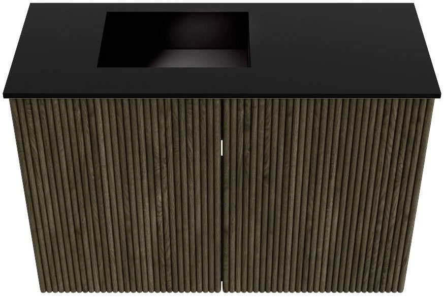 JOYA 60cm toiletmeubel kleur Shadow. Wastafel FAYE positie Links 1 kraangat kleur Urban.