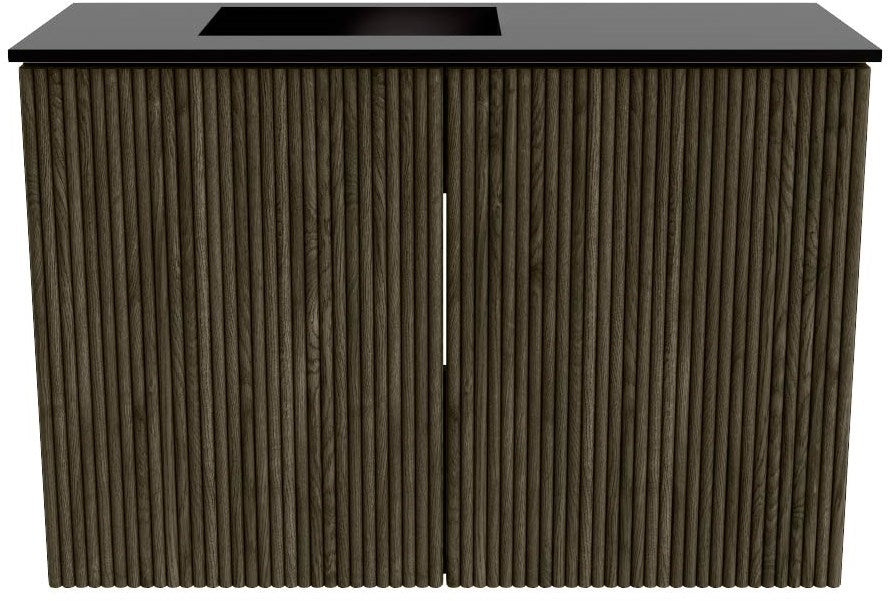JOYA 60cm toiletmeubel kleur Shadow. Wastafel FAYE positie Links 1 kraangat kleur Urban.