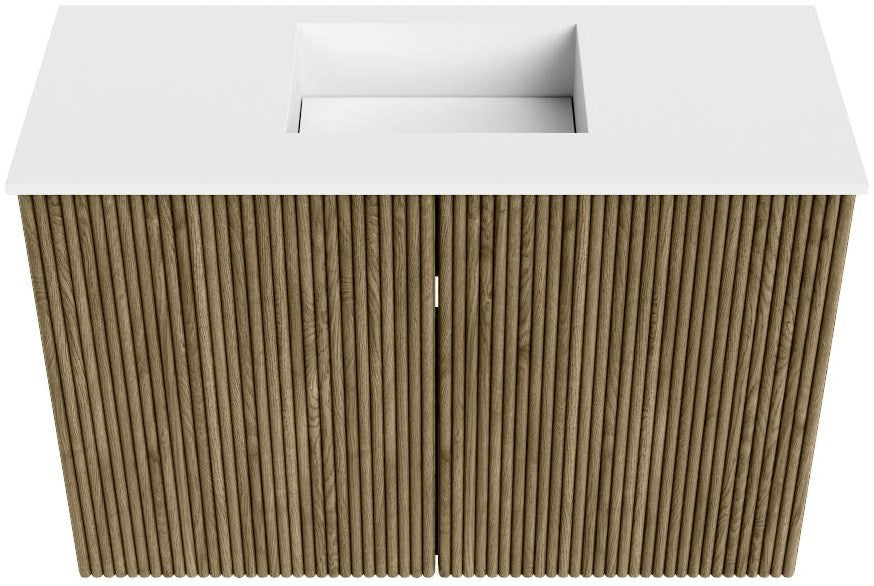 JOYA 60cm toiletmeubel kleur Dusk. Wastafel FAYE positie Midden Zonder kraangat kleur Talc.
