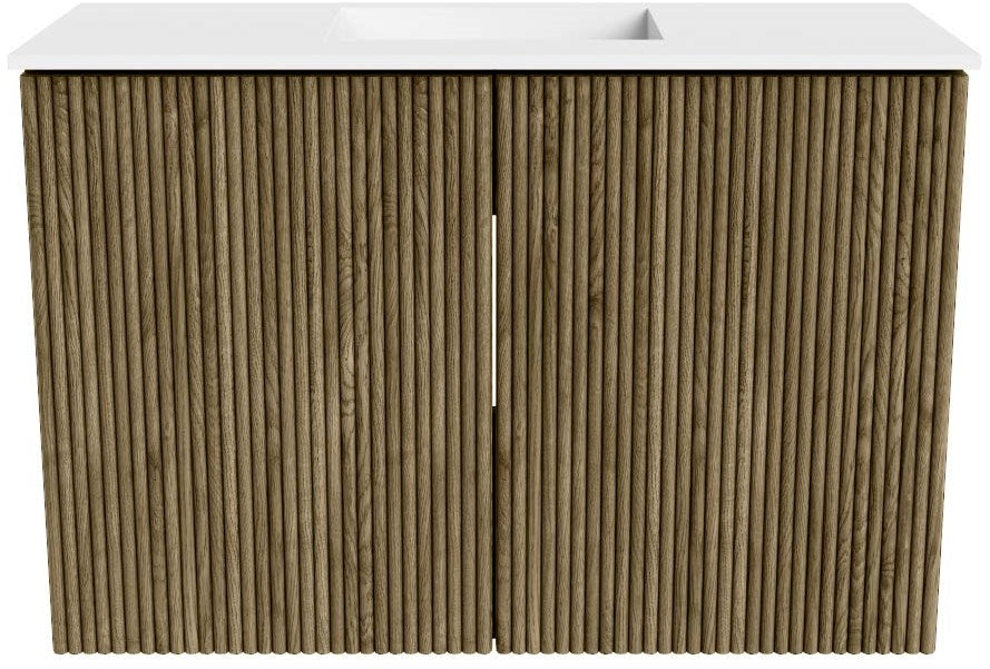 JOYA 60cm toiletmeubel kleur Dusk. Wastafel FAYE positie Midden Zonder kraangat kleur Talc.