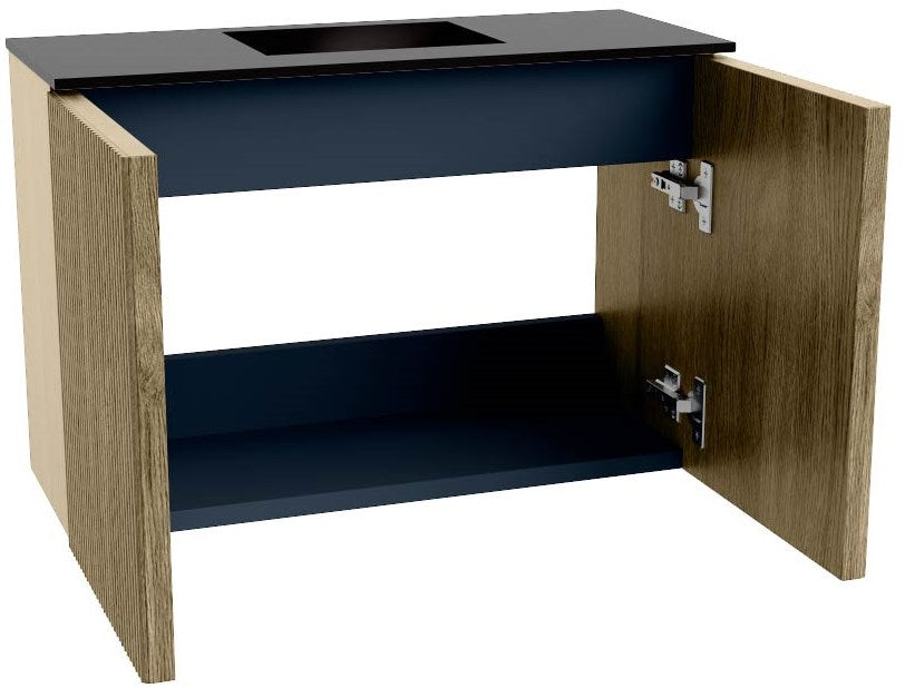 JOYA 60cm toiletmeubel kleur Dusk. Wastafel FAYE positie Midden Zonder kraangat kleur Urban.