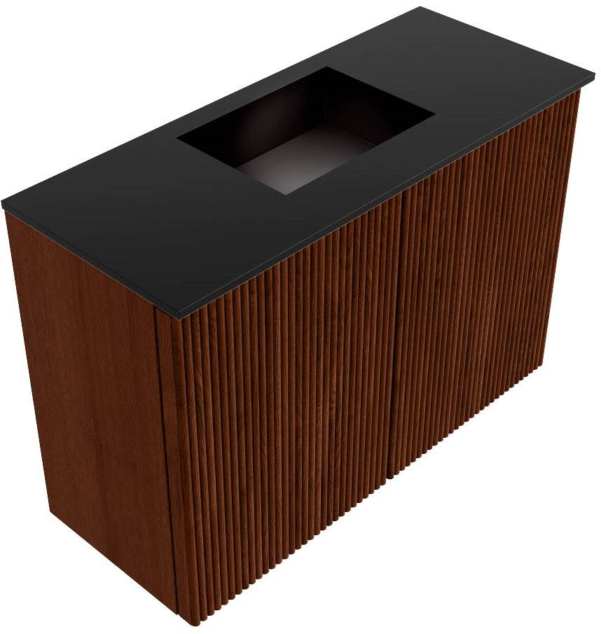 JOYA 60cm toiletmeubel kleur Ruby. Wastafel FAYE positie Midden Zonder kraangat kleur Urban.