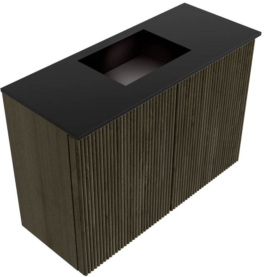 JOYA 60cm toiletmeubel kleur Shadow. Wastafel FAYE positie Midden Zonder kraangat kleur Urban.