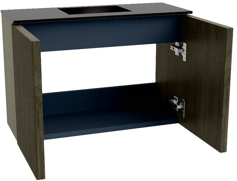 JOYA 60cm toiletmeubel kleur Shadow. Wastafel FAYE positie Midden Zonder kraangat kleur Urban.