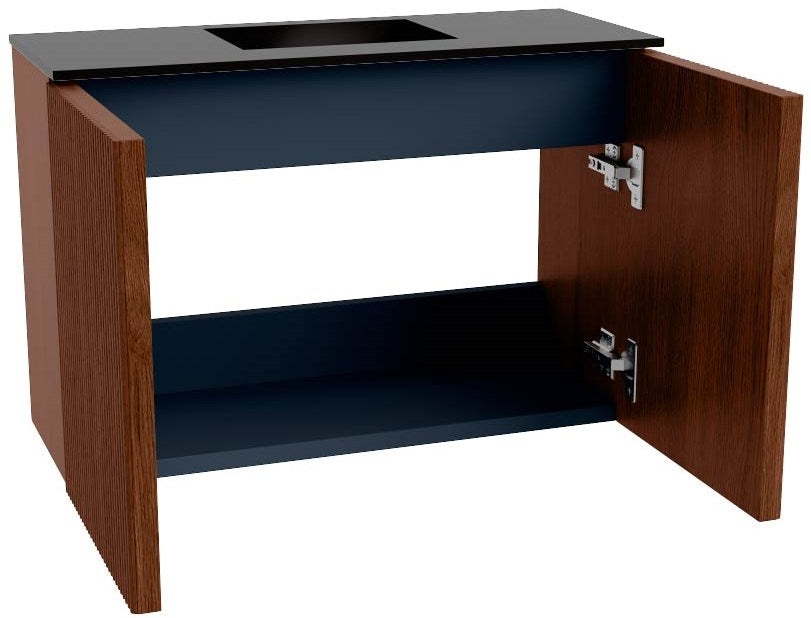 JOYA 60cm toiletmeubel kleur Ruby. Wastafel FAYE positie Midden 1 kraangat kleur Urban.