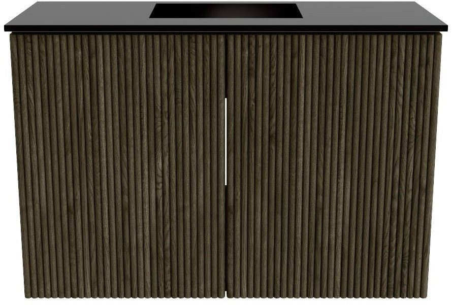 JOYA 60cm toiletmeubel kleur Shadow. Wastafel FAYE positie Midden 1 kraangat kleur Urban.