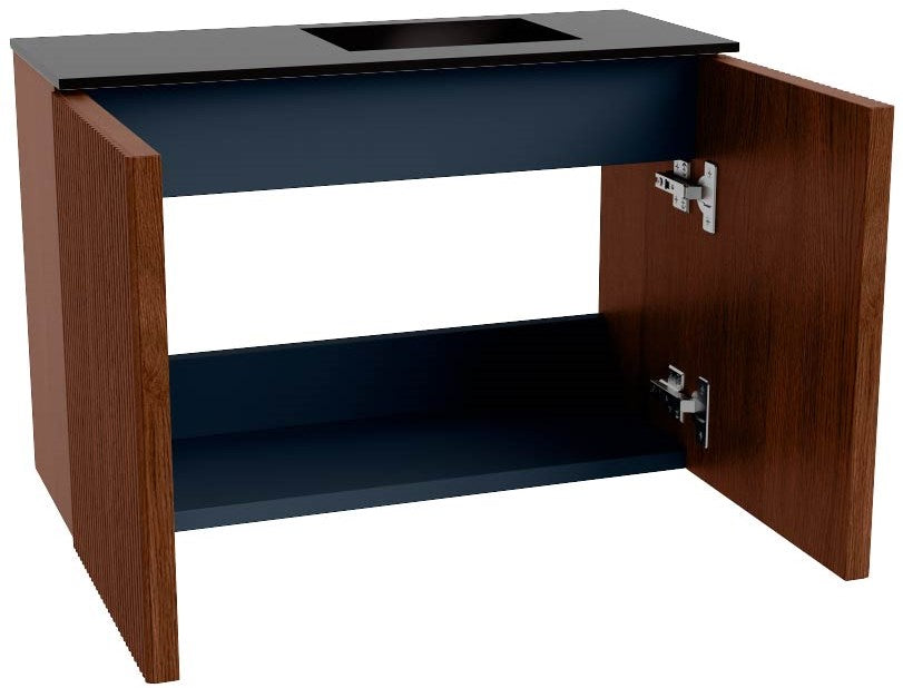 JOYA 60cm toiletmeubel kleur Ruby. Wastafel FAYE positie Rechts Zonder kraangat kleur Urban.