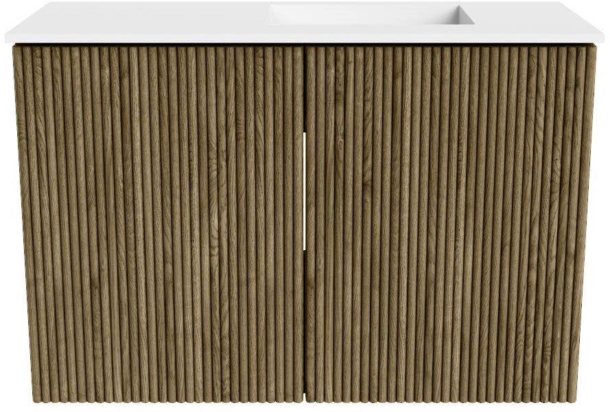 JOYA 60cm toiletmeubel kleur Dusk. Wastafel FAYE positie Rechts 1 kraangat kleur Talc.