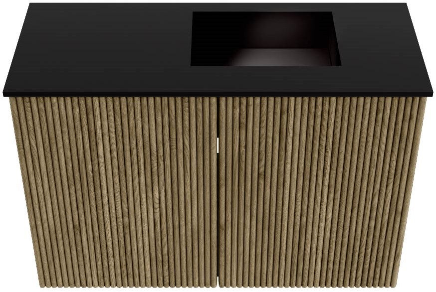 JOYA 60cm toiletmeubel kleur Dusk. Wastafel FAYE positie Rechts 1 kraangat kleur Urban.