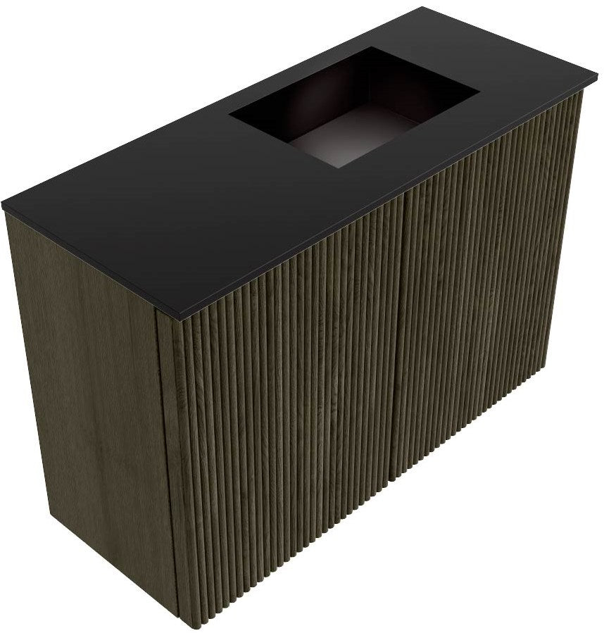 JOYA 60cm toiletmeubel kleur Shadow. Wastafel FAYE positie Rechts 1 kraangat kleur Urban.