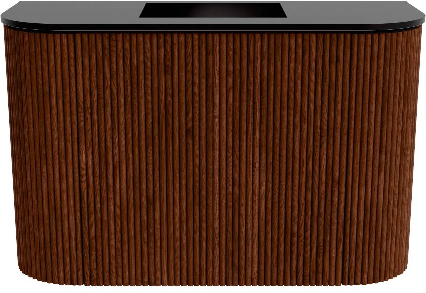 JOYA 63,2cm toiletmeubel ronding links + rechts kleur Ruby. Wastafel FAYE positie Midden Zonder kraangat kleur Urban.