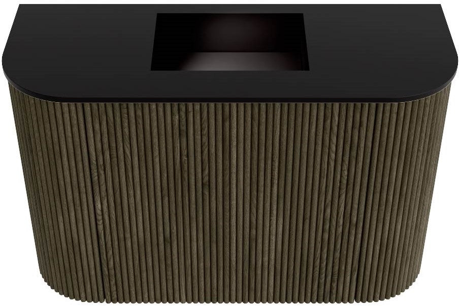 JOYA 63,2cm toiletmeubel ronding links + rechts kleur Shadow. Wastafel FAYE positie Midden Zonder kraangat kleur Urban.