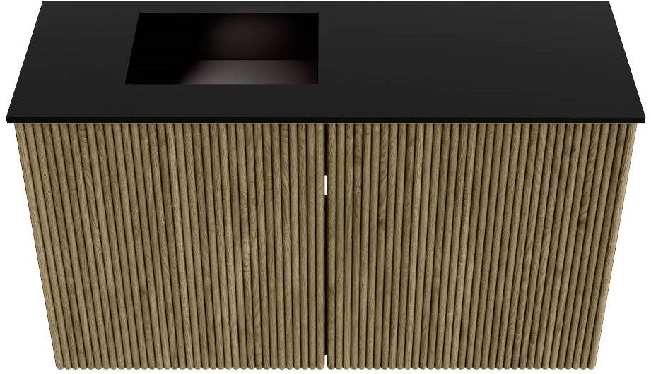 JOYA 70cm toiletmeubel kleur Dusk. Wastafel FAYE positie Links 1 kraangat kleur Urban.