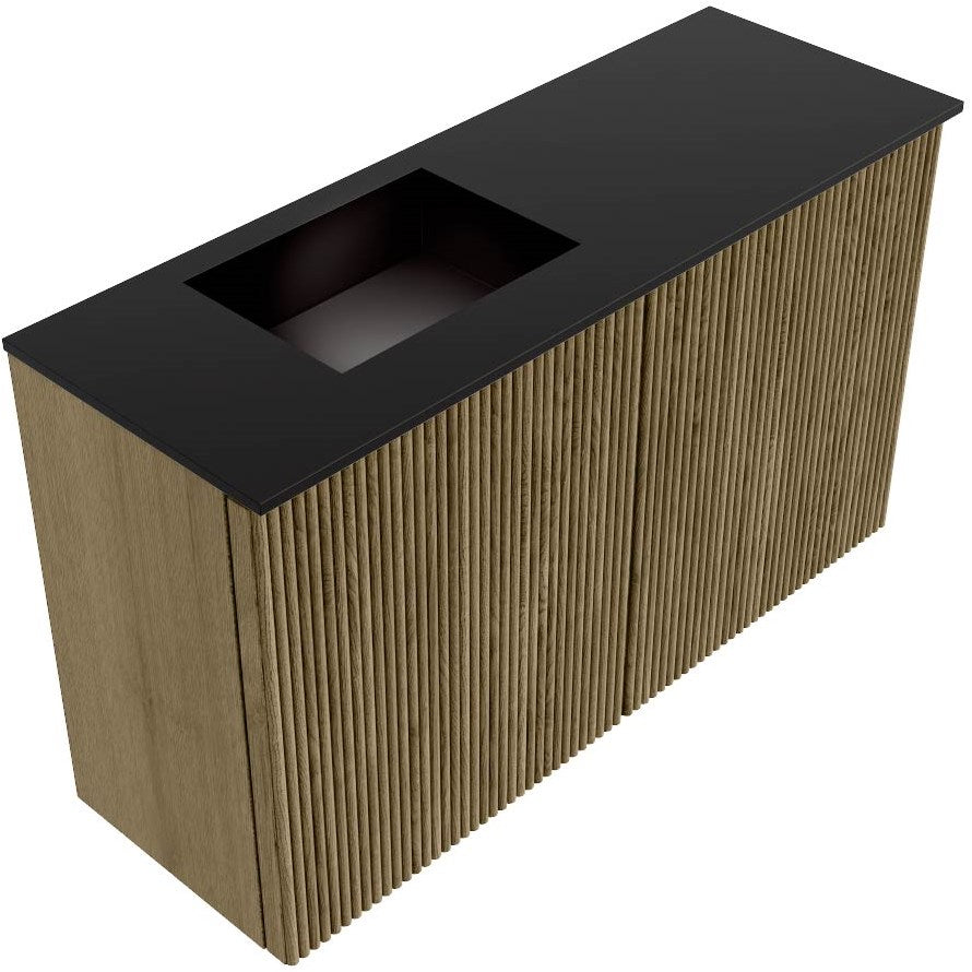 JOYA 70cm toiletmeubel kleur Dusk. Wastafel FAYE positie Links 1 kraangat kleur Urban.