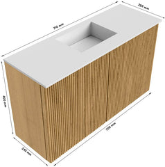 JOYA 70cm toiletmeubel kleur Dusk. Wastafel FAYE positie Midden Zonder kraangat kleur Talc.