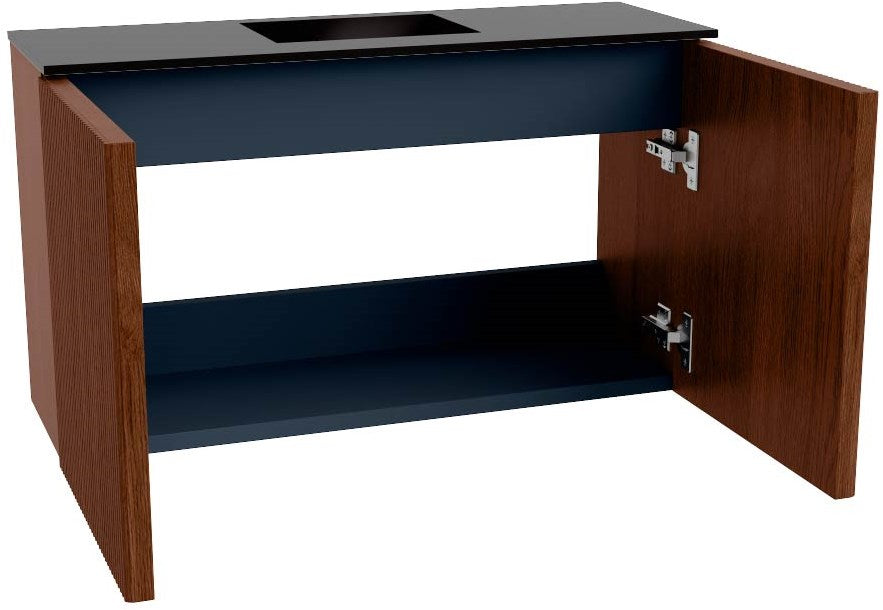 JOYA 70cm toiletmeubel kleur Ruby. Wastafel FAYE positie Midden Zonder kraangat kleur Urban.