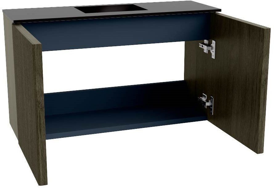 JOYA 70cm toiletmeubel kleur Shadow. Wastafel FAYE positie Midden Zonder kraangat kleur Urban.