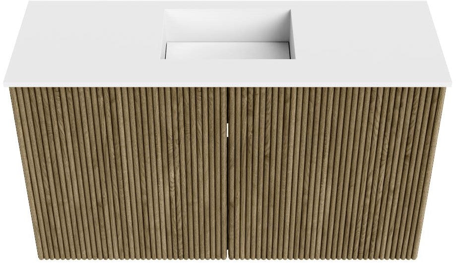 JOYA 70cm toiletmeubel kleur Dusk. Wastafel FAYE positie Midden 1 kraangat kleur Talc.