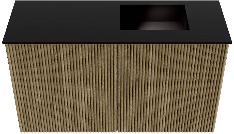 JOYA 70cm toiletmeubel kleur Dusk. Wastafel FAYE positie Rechts Zonder kraangat kleur Urban.