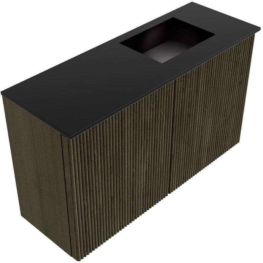 JOYA 70cm toiletmeubel kleur Shadow. Wastafel FAYE positie Rechts Zonder kraangat kleur Urban.