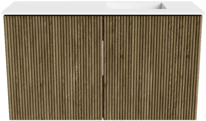 JOYA 70cm toiletmeubel kleur Dusk. Wastafel FAYE positie Rechts 1 kraangat kleur Talc.