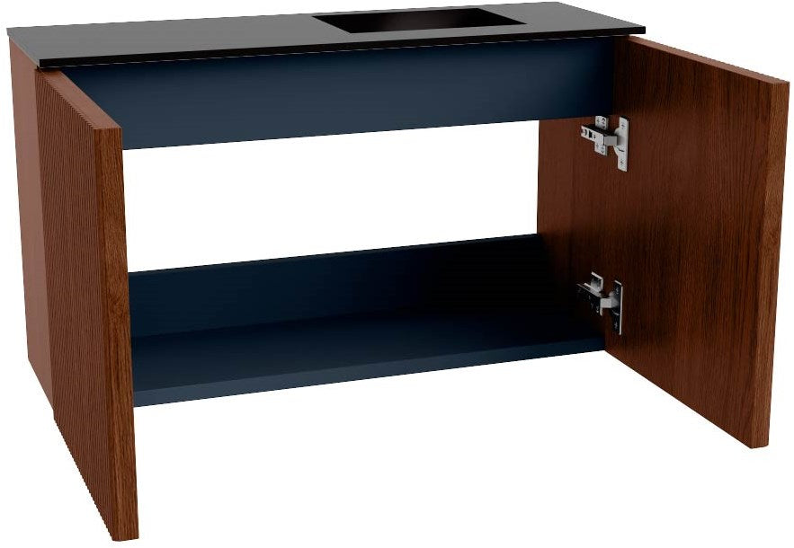 JOYA 70cm toiletmeubel kleur Ruby. Wastafel FAYE positie Rechts 1 kraangat kleur Urban.