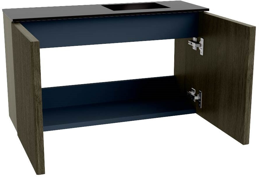 JOYA 70cm toiletmeubel kleur Shadow. Wastafel FAYE positie Rechts 1 kraangat kleur Urban.