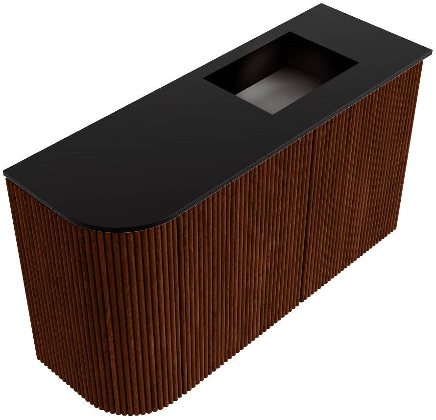 JOYA 71,6cm toiletmeubel ronding links kleur Ruby. Wastafel FAYE positie Rechts Zonder kraangat kleur Urban.