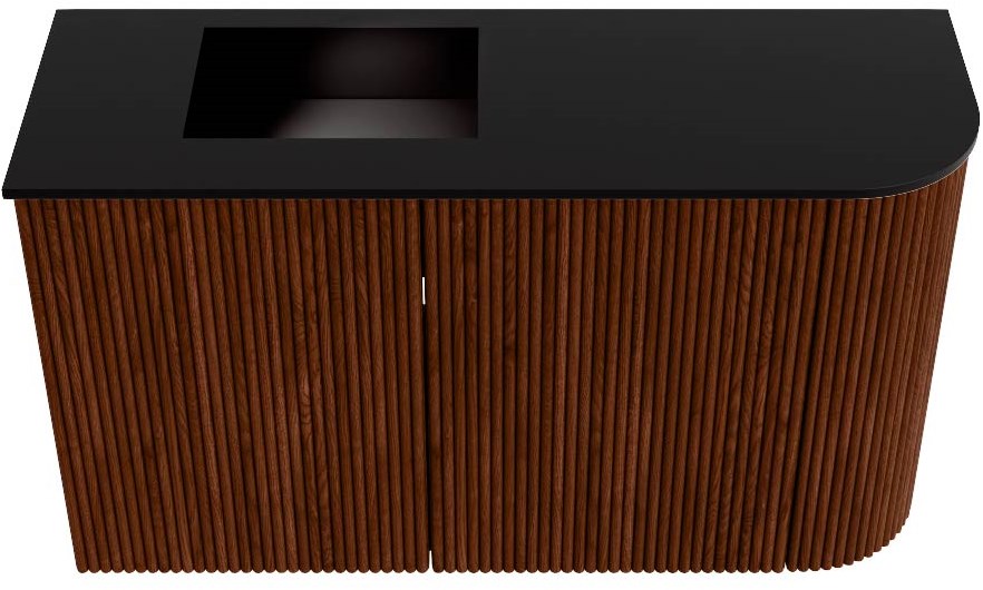 JOYA 71,6cm toiletmeubel ronding rechts kleur Ruby. Wastafel FAYE positie Links 1 kraangat kleur Urban.