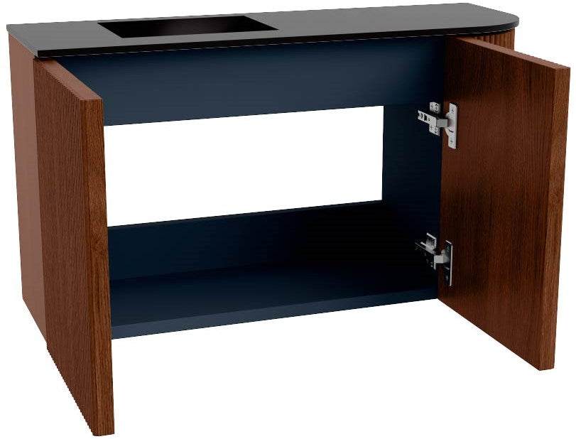 JOYA 71,6cm toiletmeubel ronding rechts kleur Ruby. Wastafel FAYE positie Links 1 kraangat kleur Urban.