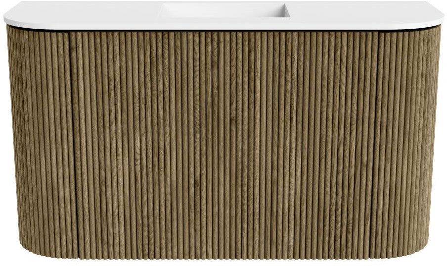 JOYA 73,2cm toiletmeubel ronding links + rechts kleur Dusk. Wastafel FAYE positie Midden Zonder kraangat kleur Talc.