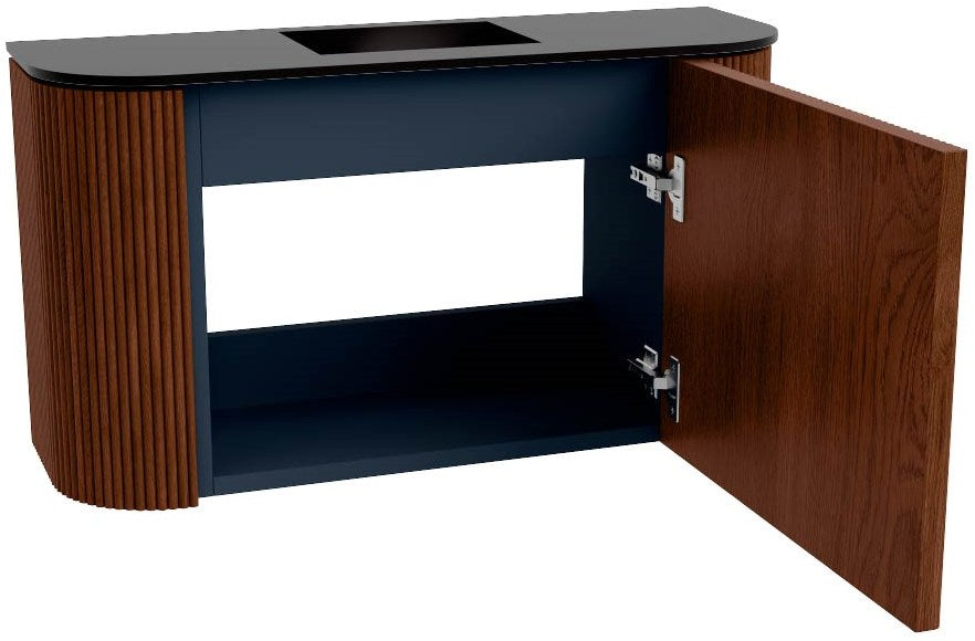 JOYA 73,2cm toiletmeubel ronding links + rechts kleur Ruby. Wastafel FAYE positie Midden Zonder kraangat kleur Urban.