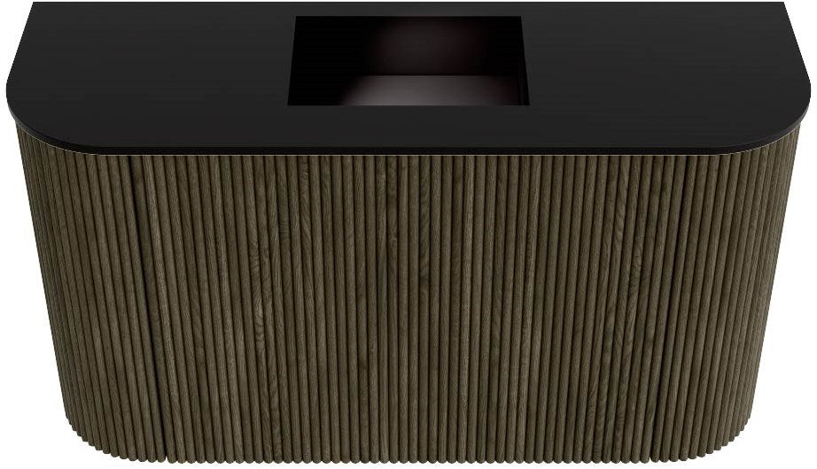 JOYA 73,2cm toiletmeubel ronding links + rechts kleur Shadow. Wastafel FAYE positie Midden Zonder kraangat kleur Urban.